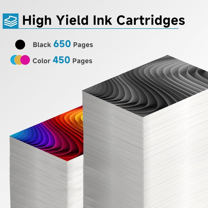 Skyink 62XL Ink Cartridges Replacement for HP Envy 5540 7640 5660 5640 5740 62 62 XL HP62 HP62XL Ink Black Color Combo Pack Use with 5542 5545 5642 5664 5665 7645 8000 200 250 5742 Printer - Image 4